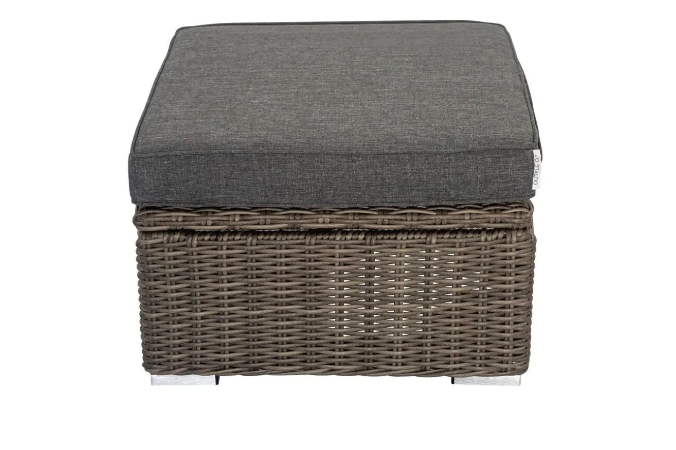 OUTFLEXX Hocker, grau, Polyrattan, 70 x 70 x 35 cm, verstellbare Sitzfläche, wasserfeste Kissenbox