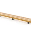 OUTFLEXX Icon Beistelltisch, schwarz/natur, Alu/zertifiziertes Teakholz, 204 x 30 x 14 cm, witterungsbeständig, zertifiziert, FSC®-zertifiziertes Produkt