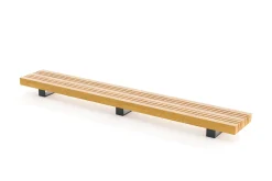 OUTFLEXX Icon Beistelltisch, schwarz/natur, Alu/zertifiziertes Teakholz, 204 x 30 x 14 cm, witterungsbeständig, zertifiziert, FSC®-zertifiziertes Produkt