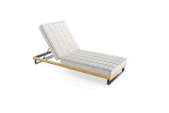 OUTFLEXX Icon Liege, hellgrau, Alu/Teak/Olefin, verstellbare Rückenlehne, atmungsaktiv, witterungsbeständig, FSC®-zertifiziertes Produkt