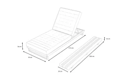 OUTFLEXX Icon Set Gartenliege, Hellgrau, Aluminium/Teak/Olefin, 213 x 59 x 34 cm, Beistelltisch inklusive, verstellbare Rückenlehne, FSC®-zertifiziertes Produkt