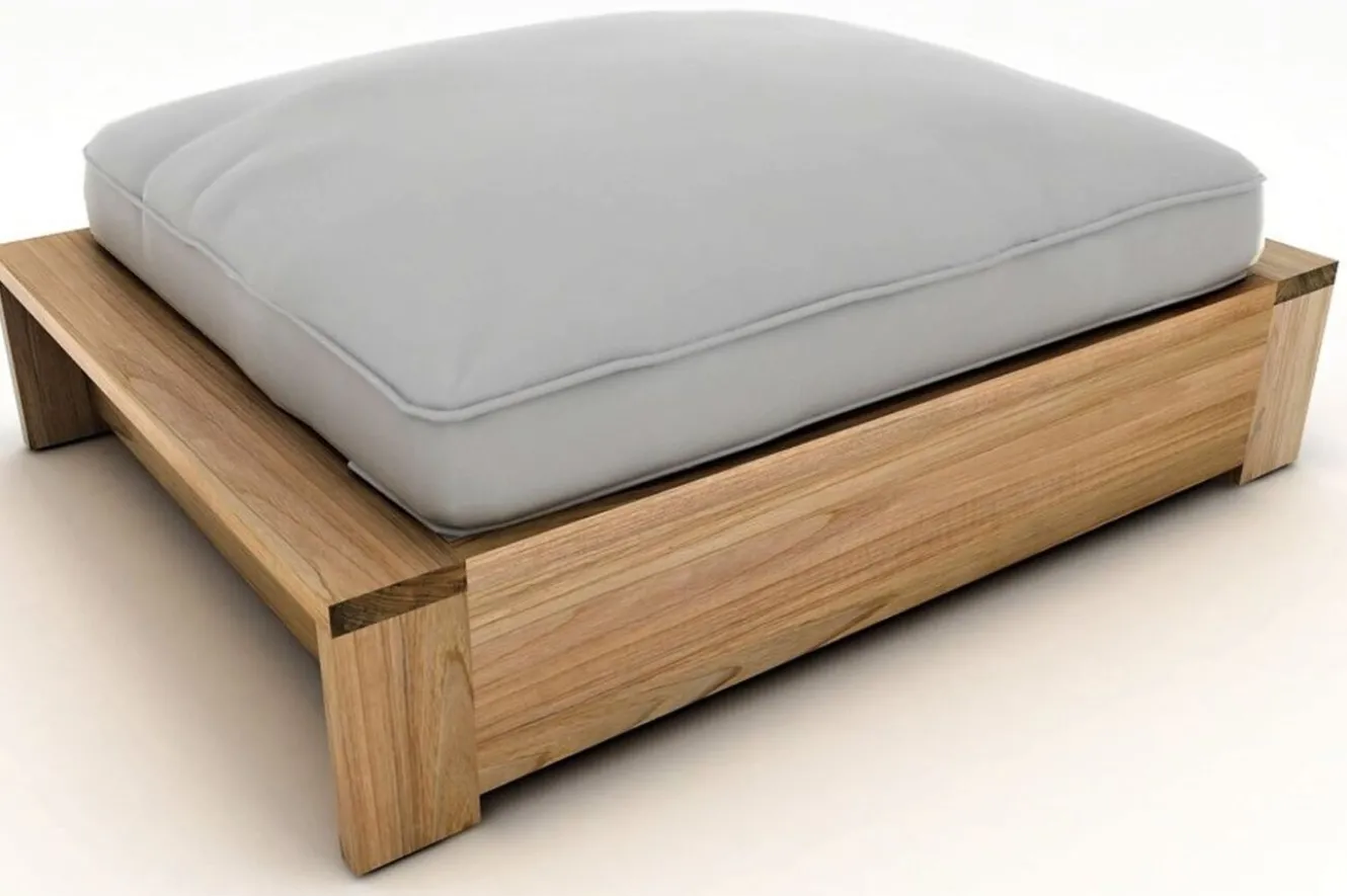 OUTFLEXX Kassel Loungehocker, recyceltes Teakholz, inkl. Polster aus Olefin, rustikal gebürstet