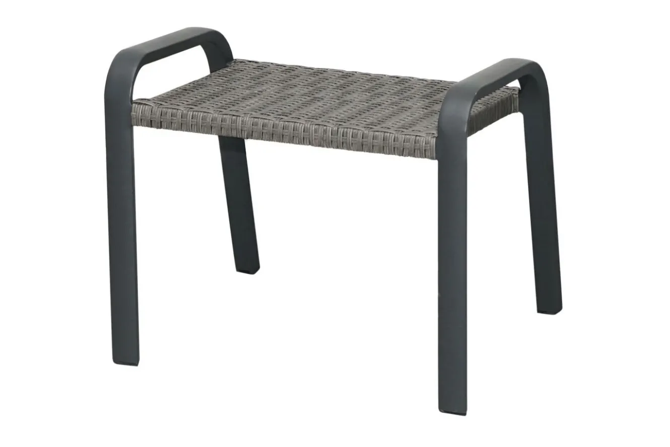 OUTFLEXX Kiribati Fußhocker, grau, Aluminium/Polyrattan, 59x50x49,5 cm