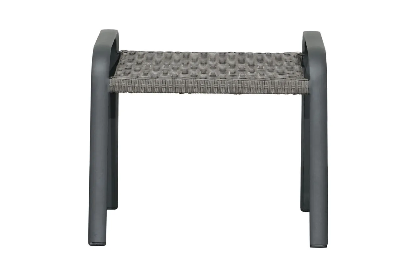 OUTFLEXX Kiribati Fußhocker, grau, Aluminium/Polyrattan, 59x50x49,5 cm