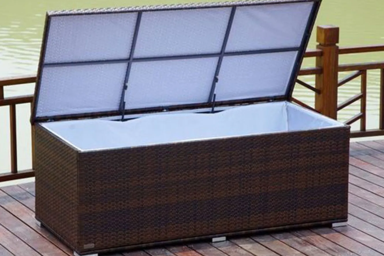 OUTFLEXX Kissenbox, braun marmoriert, Polyrattan, 204x94x75cm