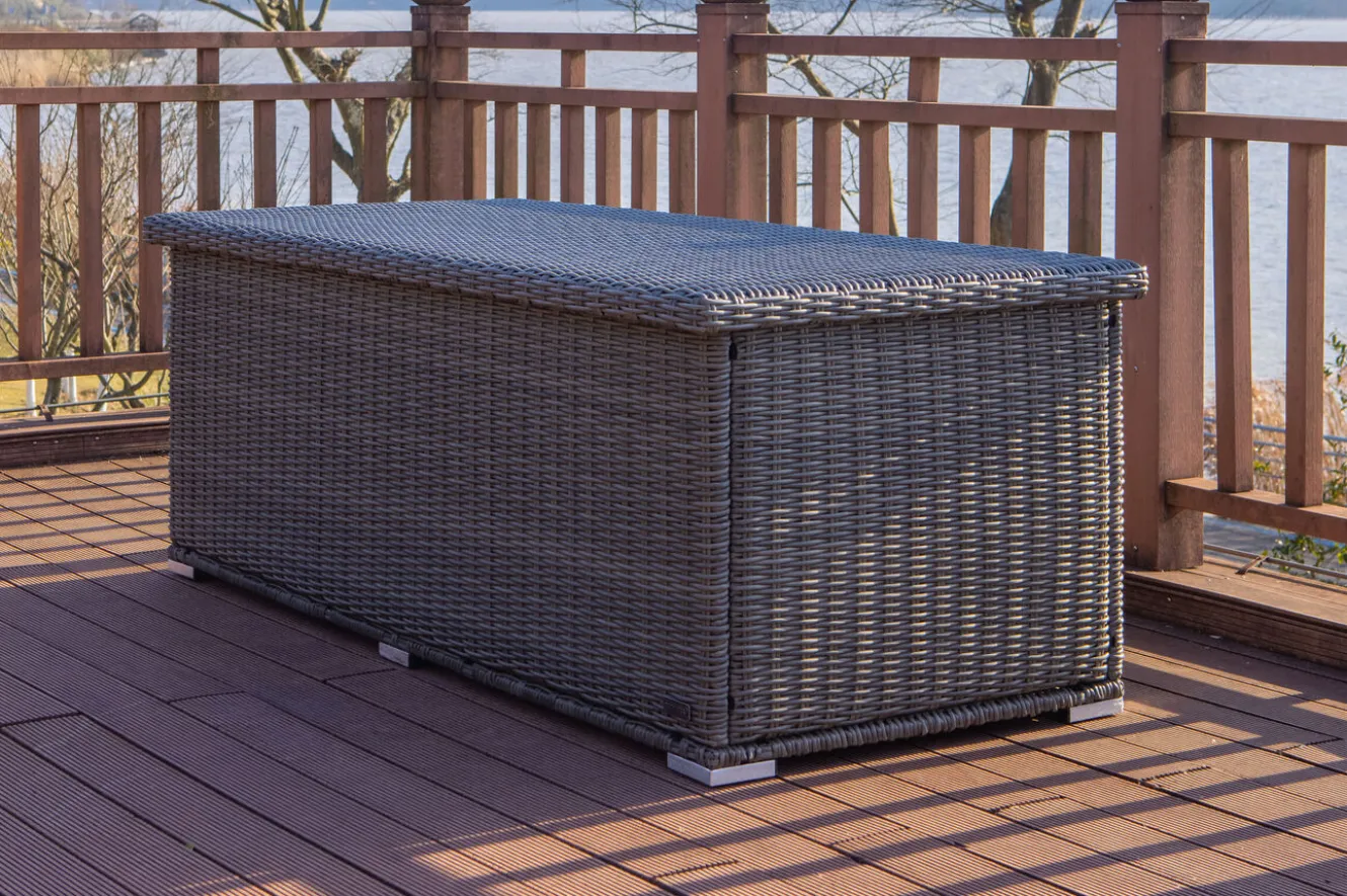 OUTFLEXX Kissenbox L, grau, Polyrattan, 204x94x75cm