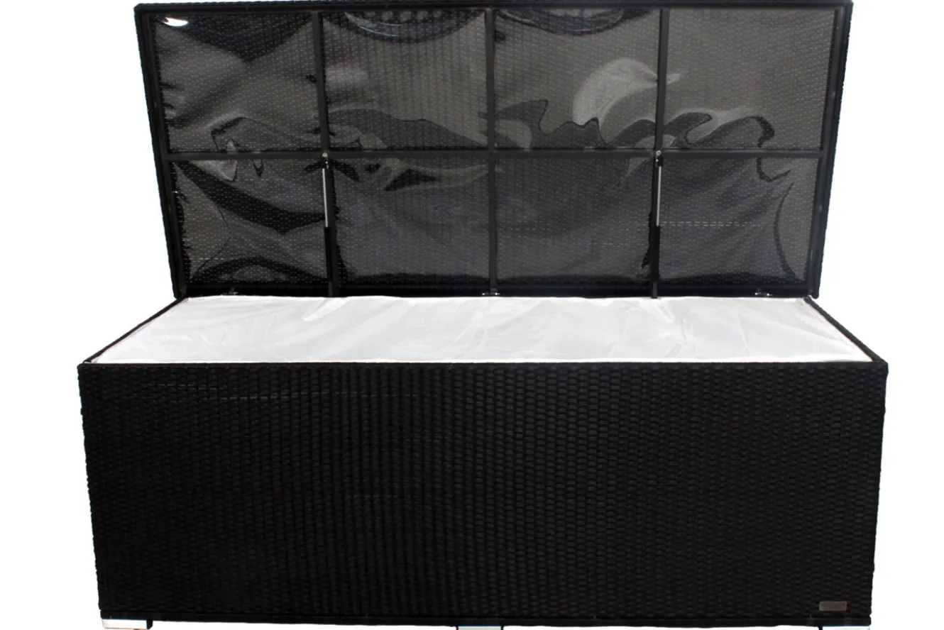 OUTFLEXX Kissenbox, schwarz, Polyrattan, 204x94x75cm