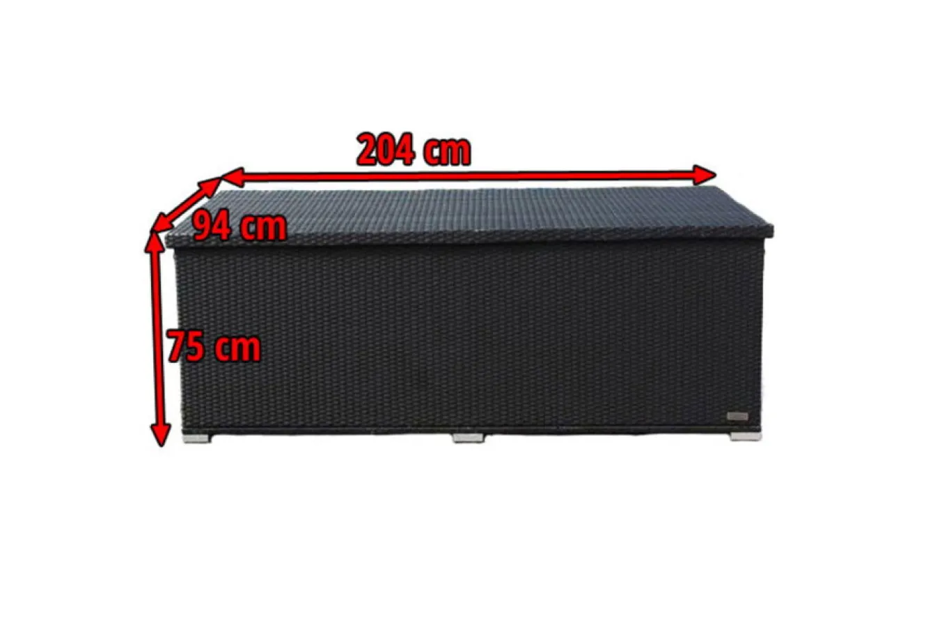 OUTFLEXX Kissenbox, schwarz, Polyrattan, 204x94x75cm