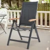 OUTFLEXX Klappstuhl, anthrazit matt, Aluminium/Teak, 69x59x106cm