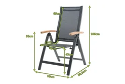 OUTFLEXX Klappstuhl, anthrazit matt, Aluminium/Teak, 69x59x106cm