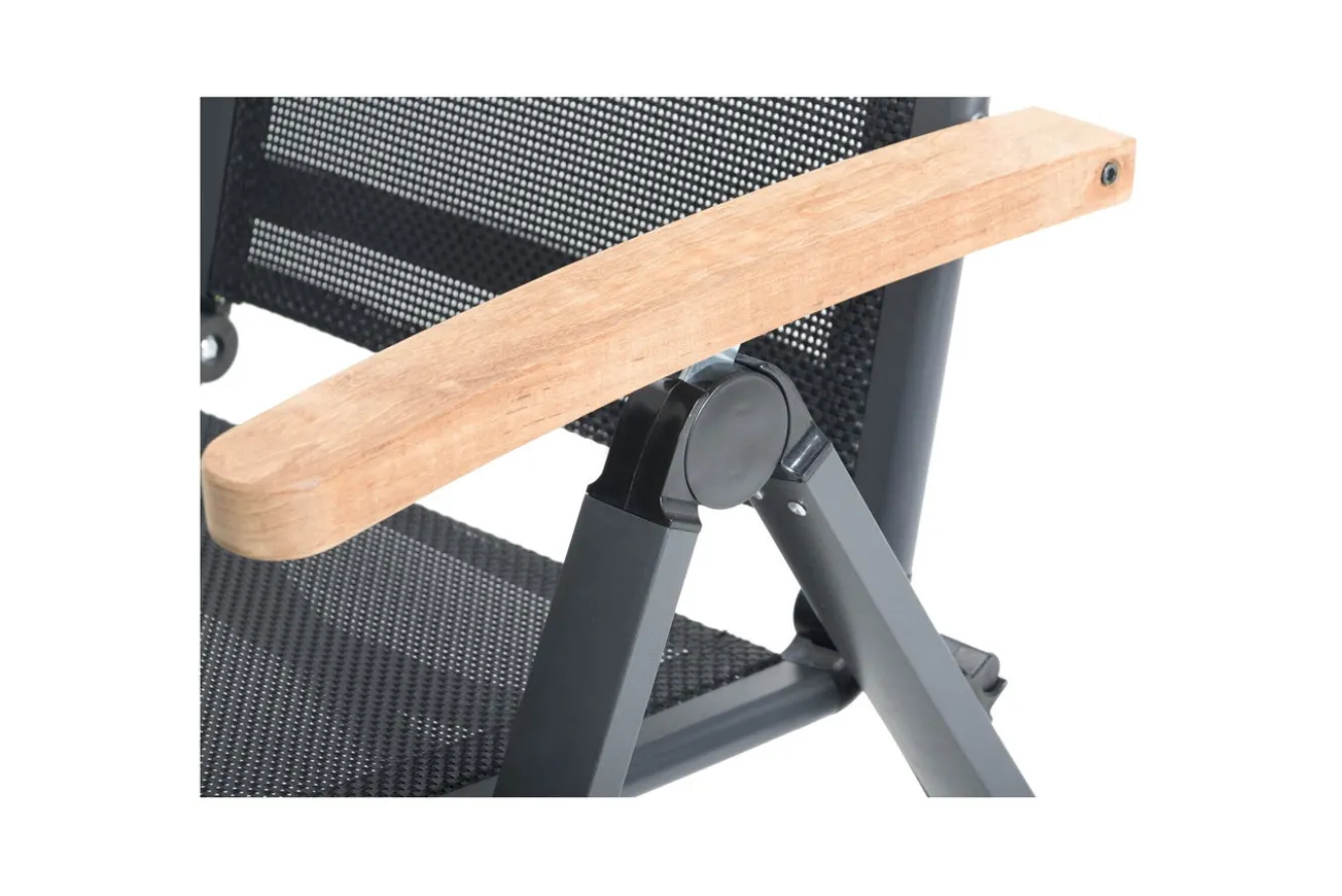 OUTFLEXX Klappstuhl, anthrazit matt, Aluminium/Teak, 69x59x106cm