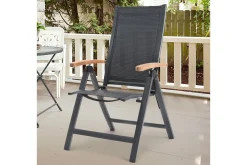 OUTFLEXX Klappstuhl, anthrazit matt, Aluminium/Teak, 69x59x106cm