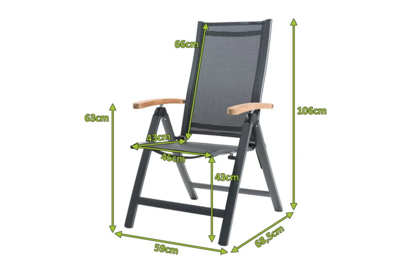 OUTFLEXX Klappstuhl, anthrazit matt, Aluminium/Teak, 69x59x106cm