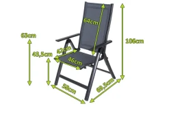 OUTFLEXX Klappstuhl, anthrazit/grau, Alu/Textilene, 70 x 58 x 106 cm