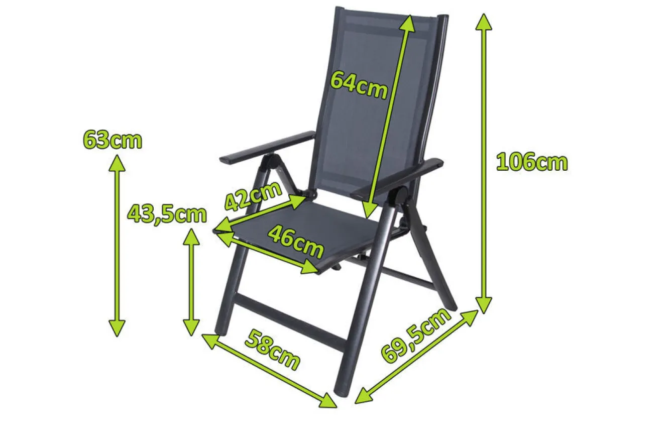 OUTFLEXX Klappstuhl, anthrazit/grau, Alu/Textilene, 70 x 58 x 106 cm