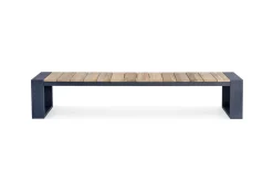 OUTFLEXX Kona Bank, dark grey/natur, Alu/recyceltes Teak, 240x40x45cm, rustikal gebürstet, U-Gestell, FSC®-zertifiziertes Produkt