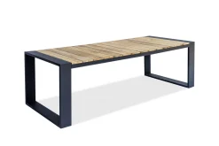 OUTFLEXX Kona Garten-Essgruppe, dark grey/natur, Alu/recyceltes Teak, Esstisch 240x100cm, 2x Bank 240x40cm, U-Gestell, FSC®-zertifiziertes Produkt