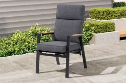 OUTFLEXX Korba Garten-Essgruppe, 6 Personen, ausziehbarer Tisch 180–240 cm, Aluminium/Teak, inkl. Polster