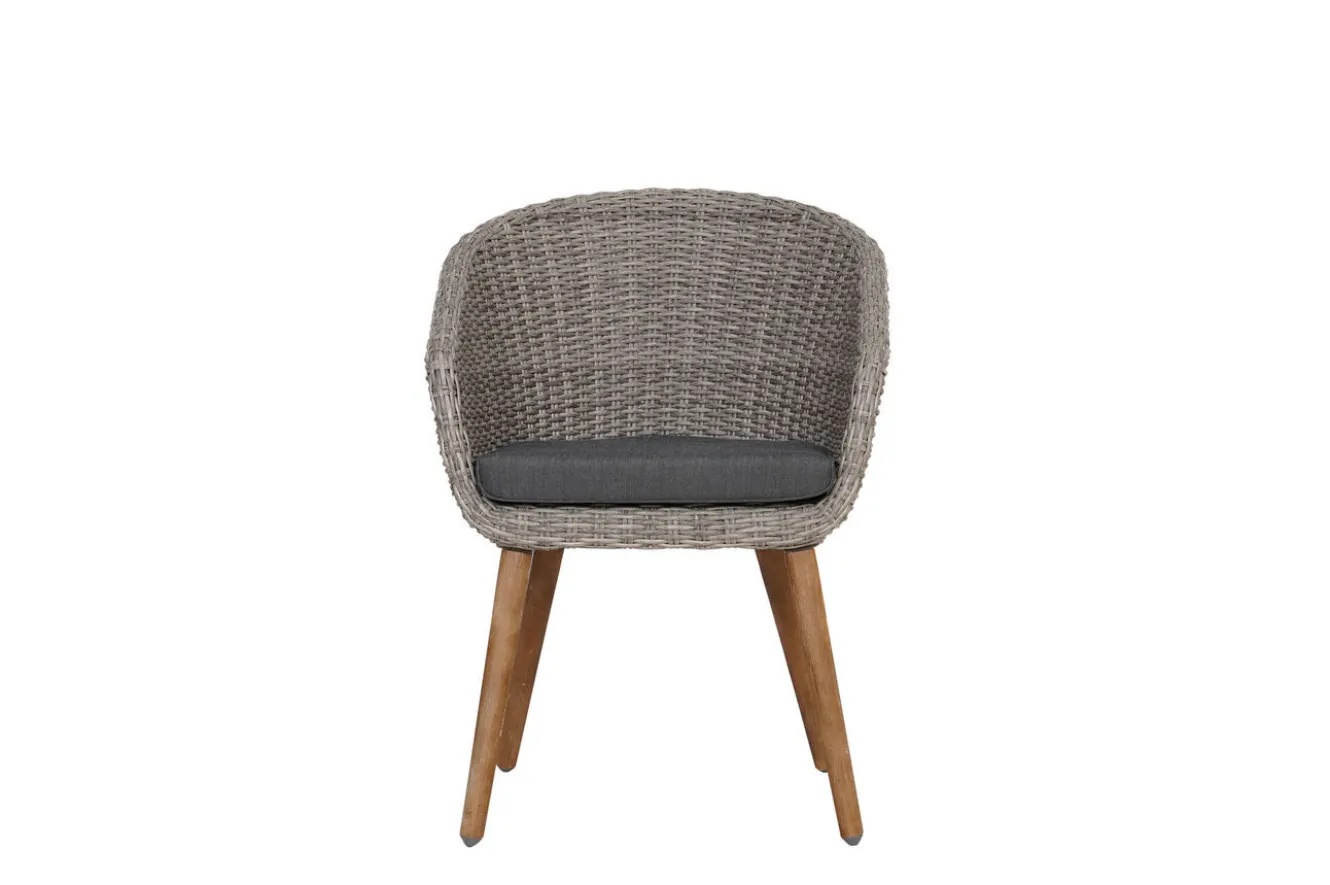 OUTFLEXX Kota Cocktail-Sessel, grau-meliert, Akazie/Polyrattan, 60x65x84 cm, inkl. Auflage, FSC®-zertifiziertes Produkt