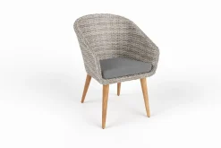 OUTFLEXX Kota Cocktail-Sessel, grau-meliert, Akazie/Polyrattan, 60x65x84 cm, inkl. Auflage, FSC®-zertifiziertes Produkt
