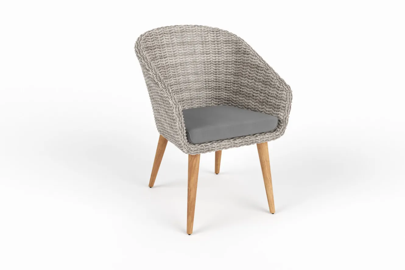 OUTFLEXX Kota Cocktail-Sessel, grau-meliert, Akazie/Polyrattan, 60x65x84 cm, inkl. Auflage, FSC®-zertifiziertes Produkt