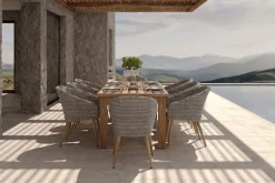 OUTFLEXX Kota Garten-Essgruppe, grau/natur, Akazie/Polyrattan/Alu, Ausziehbarer Tisch 180/220/260 x 100 cm, 8 Sessel, FSC®-zertifiziertes Produkt