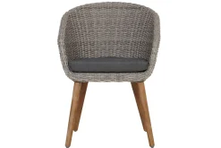 OUTFLEXX Kota Garten-Essgruppe, grau/natur, Akazie/Polyrattan/Alu, Ausziehbarer Tisch 180/220/260 x 100 cm, 8 Sessel, FSC®-zertifiziertes Produkt