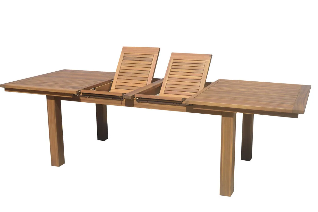 OUTFLEXX Kota Garten-Essgruppe, 6 Personen, ausziehbarer Tisch 180–260 cm, Akazie FSC®-zertifiziert/Polyrattan
