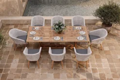 OUTFLEXX Kota Garten-Essgruppe, grau/natur, Akazie/Polyrattan/Aluminium, Ausziehtisch 180/240 x 100 cm, 8 Cocktail-Sessel 60 x 65 cm, FSC®-zertifiziertes Produkt