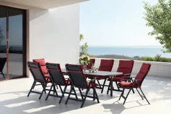 OUTFLEXX Lagos Garten-Essgruppe, 8 Personen, inkl. Auflagen, ausziehbar, 180-240cm, Alu/Textilene