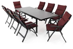 OUTFLEXX Lagos Garten-Essgruppe, 8 Personen, inkl. Auflagen, ausziehbar, 180-240cm, Alu/Textilene