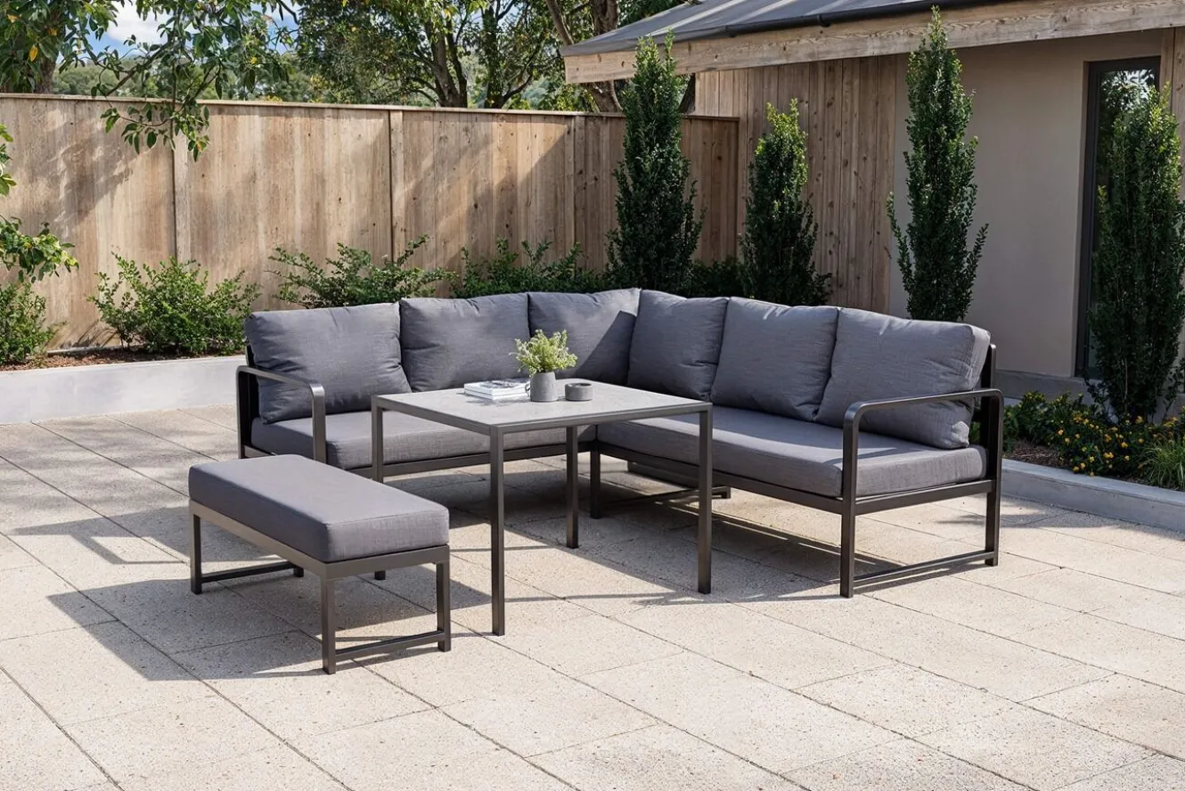 OUTFLEXX Laguna Gartenlounge, dunkelgrau, Aluminium/Polyester, pulverbeschichtet