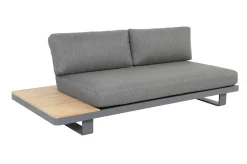 OUTFLEXX Las Vegas Ecklounge, anthrazit/grau, Alu/Teak, 5 Personen, Tisch 130x95 cm, FSC®-zertifiziertes Produkt