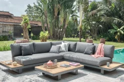 OUTFLEXX Las Vegas Ecklounge, anthrazit/grau, Alu/Teak, 5 Personen, Tisch 130x95 cm, FSC®-zertifiziertes Produkt