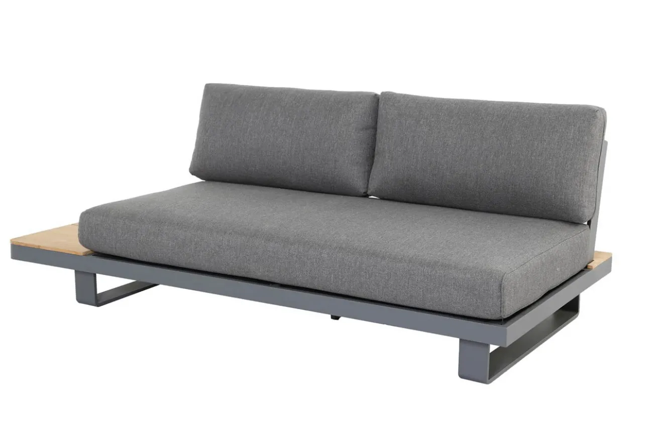 OUTFLEXX Las Vegas Ecklounge, anthrazit/grau, Alu/Teak, 5 Personen, Tisch 130x95 cm, FSC®-zertifiziertes Produkt