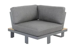 OUTFLEXX Las Vegas Ecklounge, anthrazit/grau, Alu/Teak, 5 Personen, Tisch 130x95 cm, FSC®-zertifiziertes Produkt