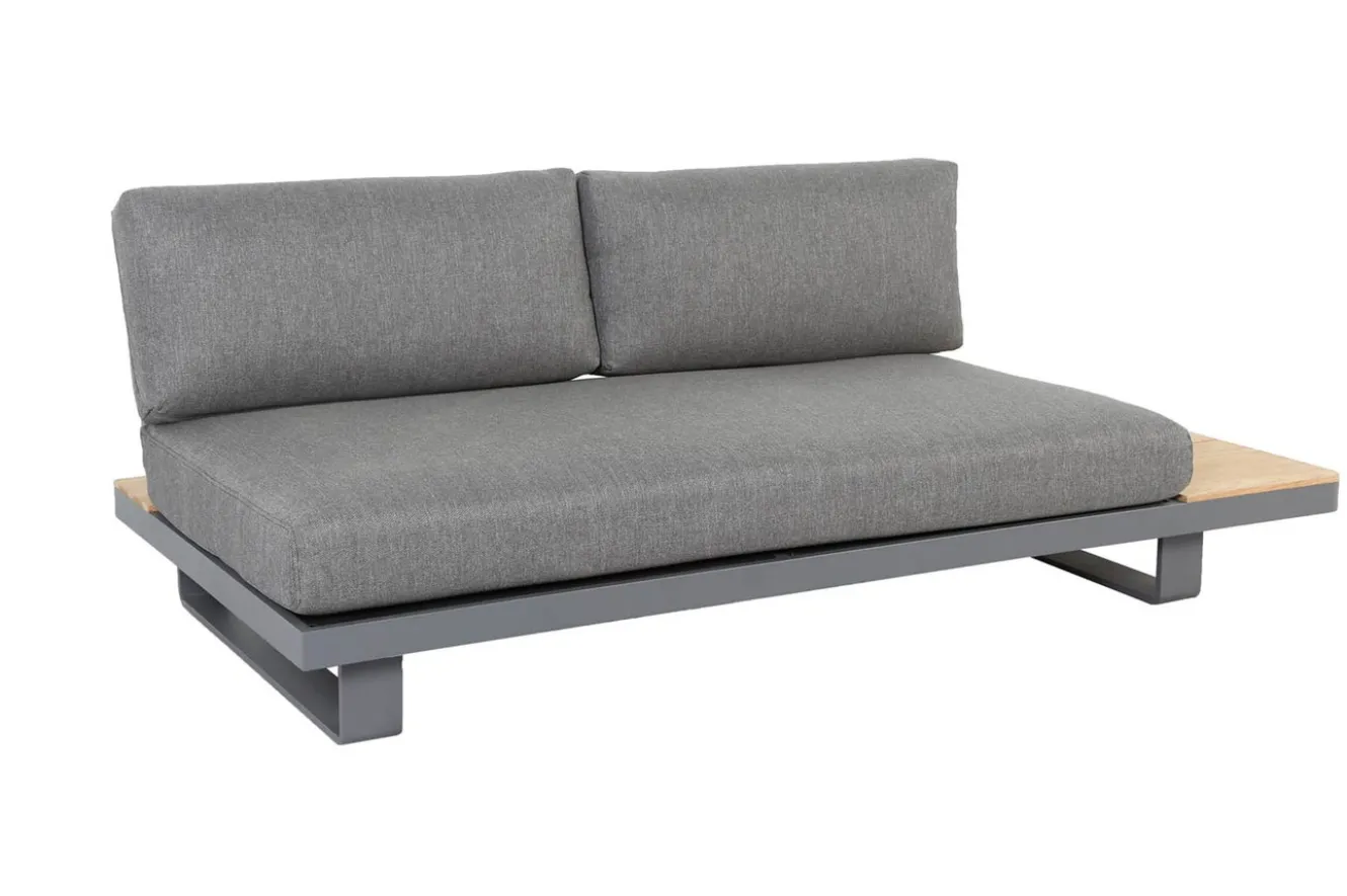 OUTFLEXX Las Vegas Ecklounge, anthrazit/grau, Alu/Teak, 5 Personen, Tisch 130x95 cm, FSC®-zertifiziertes Produkt