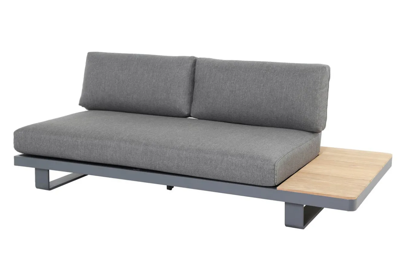 OUTFLEXX Las Vegas Ecklounge, anthrazit/grau, Alu/Teak, 5 Personen, Tisch 130x95 cm, FSC®-zertifiziertes Produkt