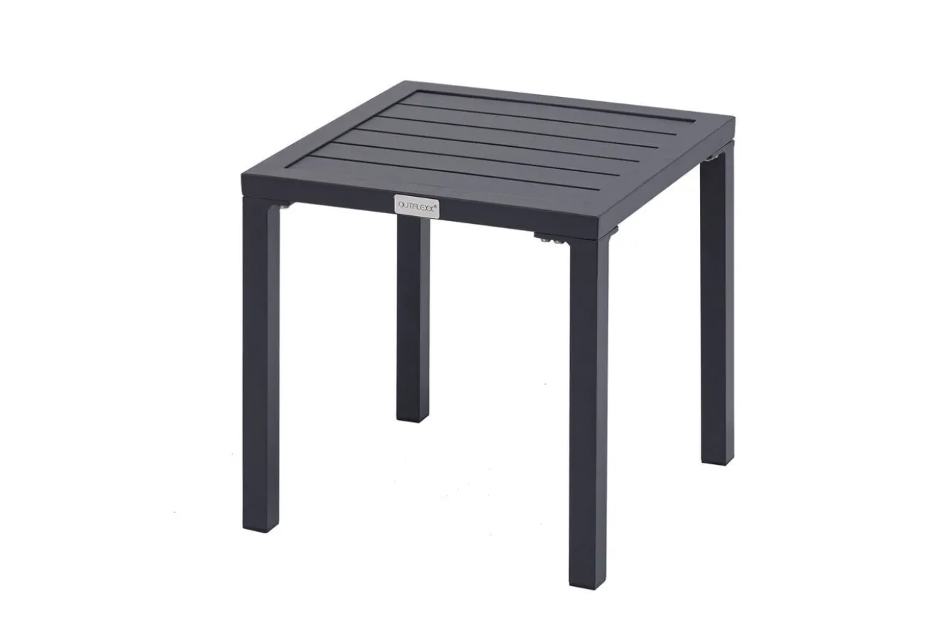 OUTFLEXX Liegen-Set, anthrazit, Aluminium/Textilene/Polyester, Tisch 40 x 40 cm, 2 Auflagen, Rückenlehne verstellbar, mit Rollen