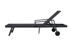 OUTFLEXX Liegen-Set, anthrazit, Aluminium/Textilene/Polyester, Tisch 40 x 40 cm, 2 Auflagen, Rückenlehne verstellbar, mit Rollen