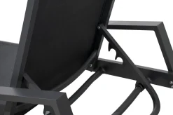 OUTFLEXX Liegen-Set, anthrazit/nature, Aluminium/Textilene/Polyester, Tisch 40 x 40 cm, 2 Auflagen, Rückenlehne verstellbar, rollbar