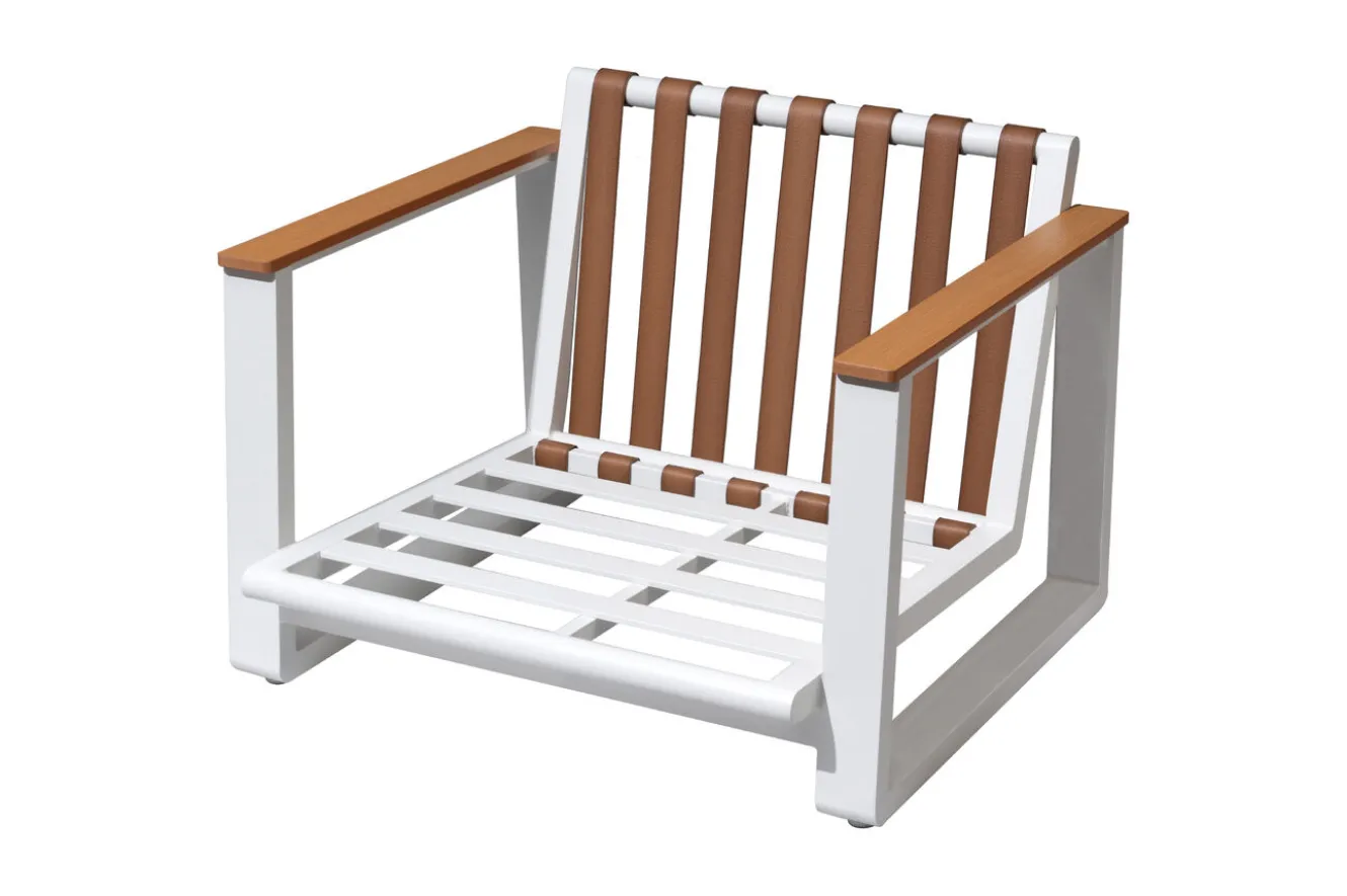 OUTFLEXX Loungegarnitur, 4-teilig, beige/weiß, Alu/Holzimitat, Tisch 110 x 60 cm, inkl. Kissen mit Reißverschluss