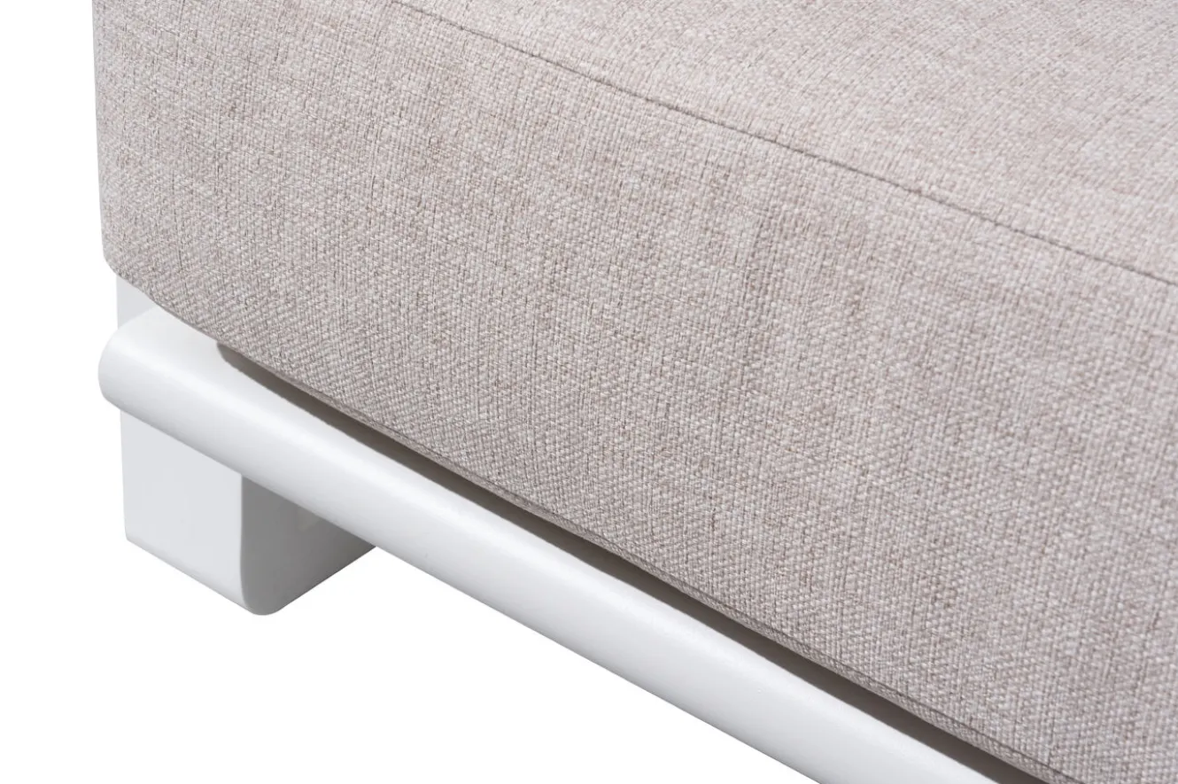 OUTFLEXX Loungegarnitur, 4-teilig, beige/weiß, Alu/Holzimitat, Tisch 110 x 60 cm, inkl. Kissen mit Reißverschluss