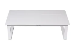 OUTFLEXX Loungegarnitur, 4-teilig, beige/weiß, Alu/Holzimitat, Tisch 110 x 60 cm, inkl. Kissen mit Reißverschluss