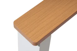 OUTFLEXX Loungegarnitur, 4-teilig, beige/weiß, Alu/Holzimitat, Tisch 110 x 60 cm, inkl. Kissen mit Reißverschluss