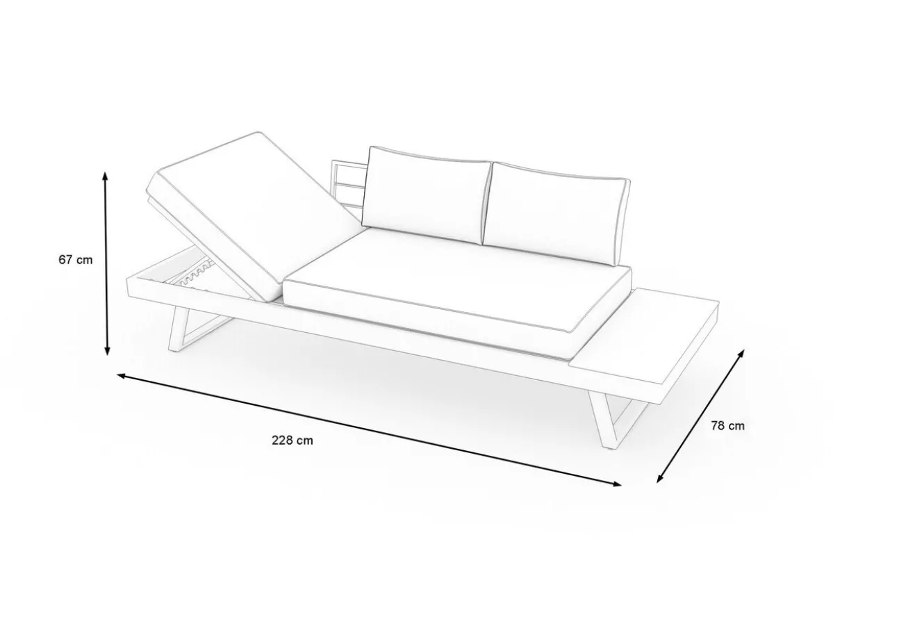OUTFLEXX Lounge/Liege, anthrazit matt, Alu/Polyester, verstellbar, hoher Liegekomfort, 230 x 80 cm