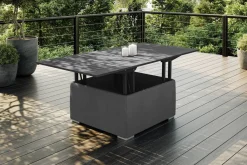 OUTFLEXX Loungetisch, anthrazit, Aluminium, ausziehbar und höhenverstellbar, witterungsbeständig