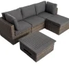 OUTFLEXX Loungetisch höhenverstellbar, grau, Polyrattan, 78/157 x 78 x 40/63 cm