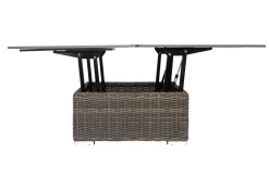 OUTFLEXX Loungetisch höhenverstellbar, grau, Polyrattan, 78/157 x 78 x 40/63 cm