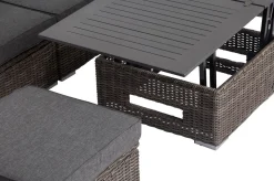 OUTFLEXX Loungetisch höhenverstellbar, grau, Polyrattan, 78/157 x 78 x 40/63 cm